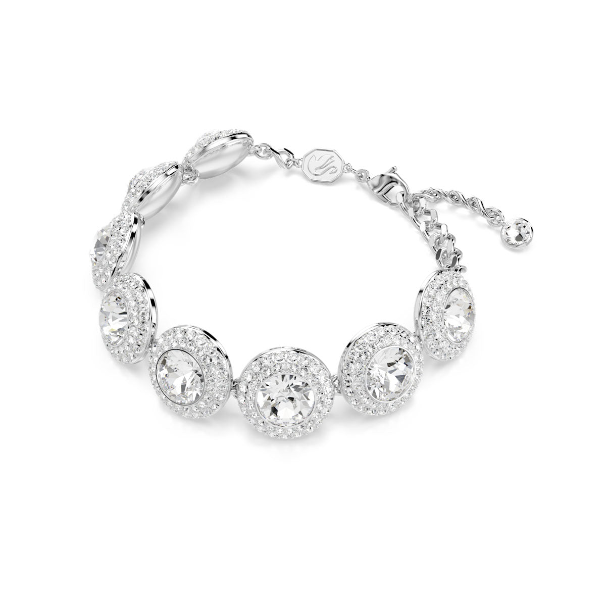 Una Angelic bracelet, White, Rhodium plated