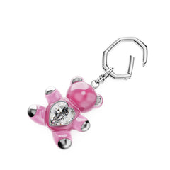 Teddy key ring, Bear, Pink, Rhodium plated