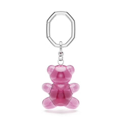 Teddy key ring, Bear, Pink, Rhodium plated