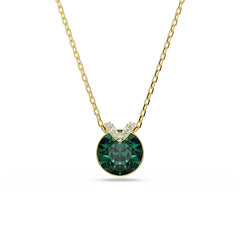 Bella V pendant, Round cut, Green, Gold-tone plated
