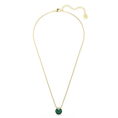 Bella V pendant, Round cut, Green, Gold-tone plated