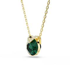 Bella V pendant, Round cut, Green, Gold-tone plated