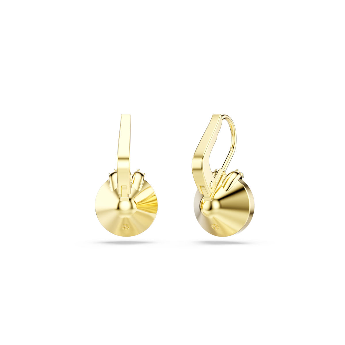 Bella V drop earrings, Round cut, Green, Gold-tone plated