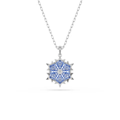Magic pendant, Snowflake, Blue, Rhodium plated