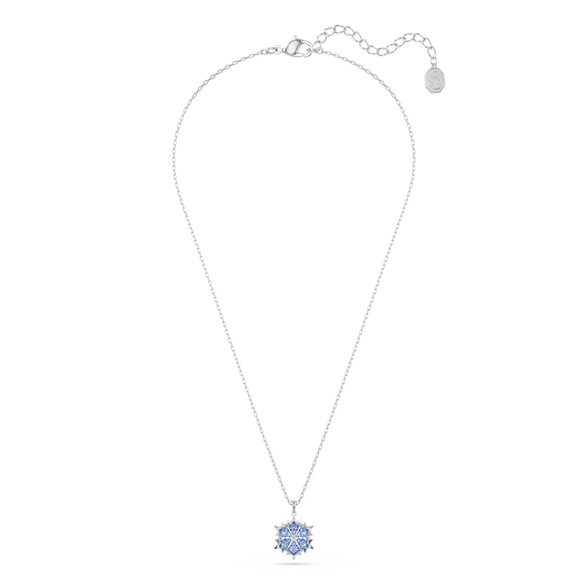 Magic pendant, Snowflake, Blue, Rhodium plated