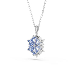 Magic pendant, Snowflake, Blue, Rhodium plated