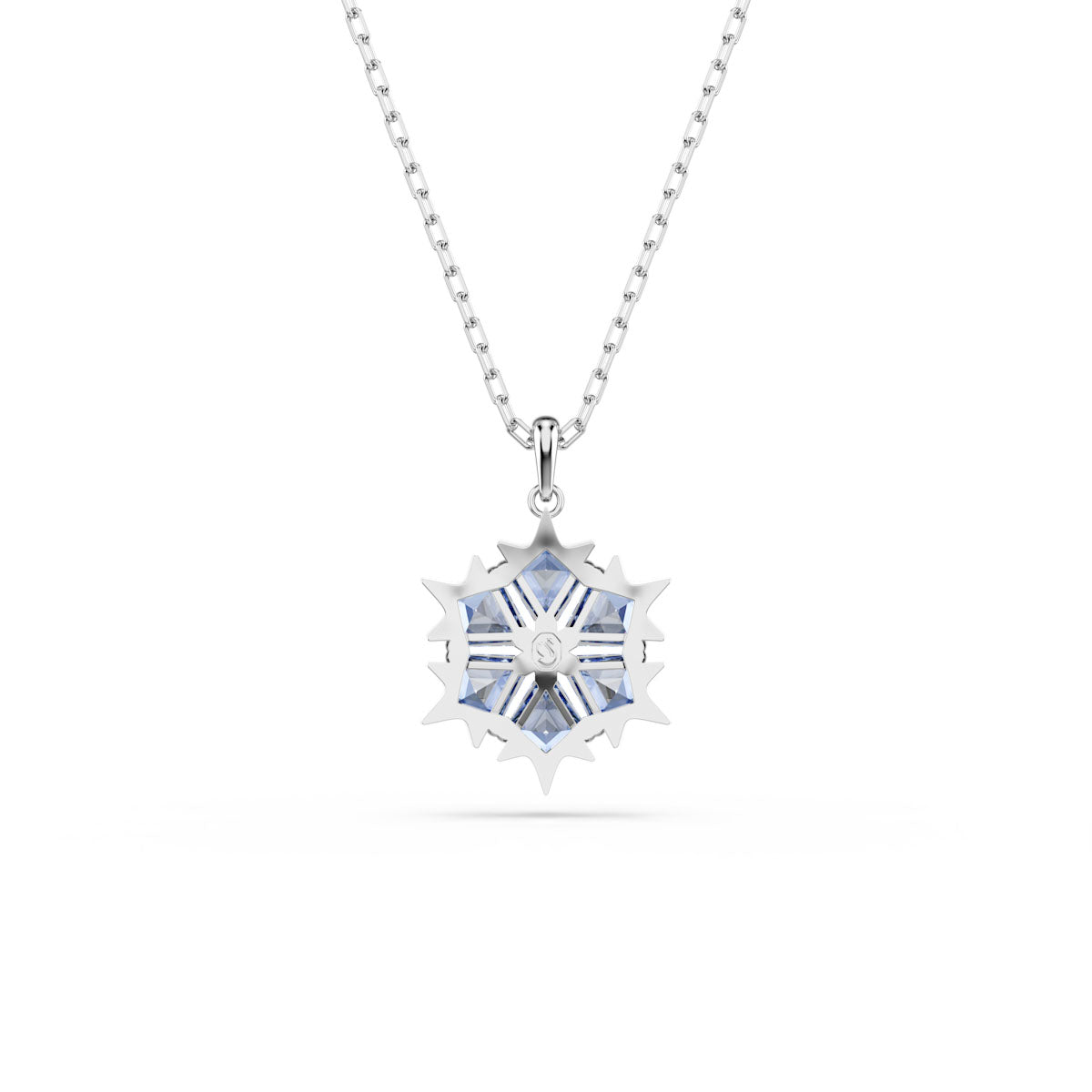 Magic pendant, Snowflake, Blue, Rhodium plated