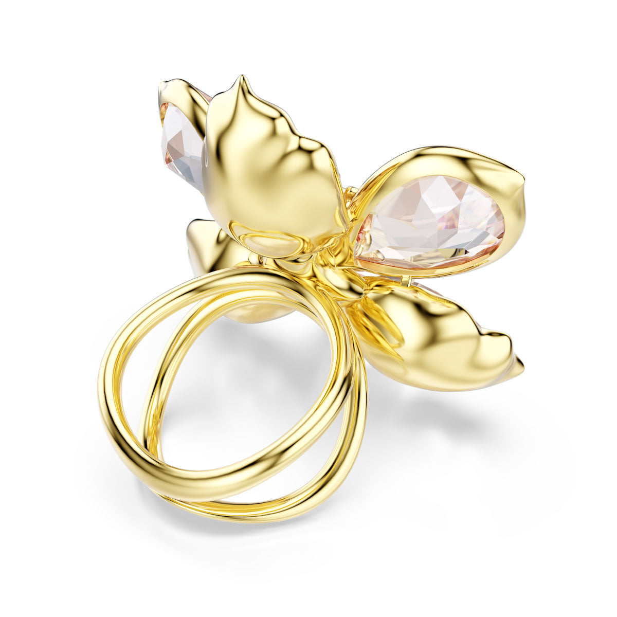 Idyllia motif ring, Mixed cuts, Flower, Multicolored, Gold-tone plated