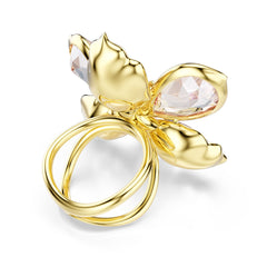 Idyllia motif ring, Mixed cuts, Flower, Multicolored, Gold-tone plated