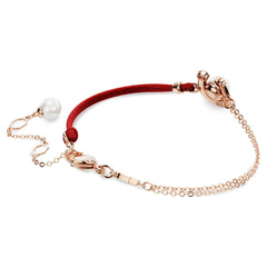 Symbolica bracelet Crystal pearl, Pavé, Horse shoe, White, Rose gold-tone plated