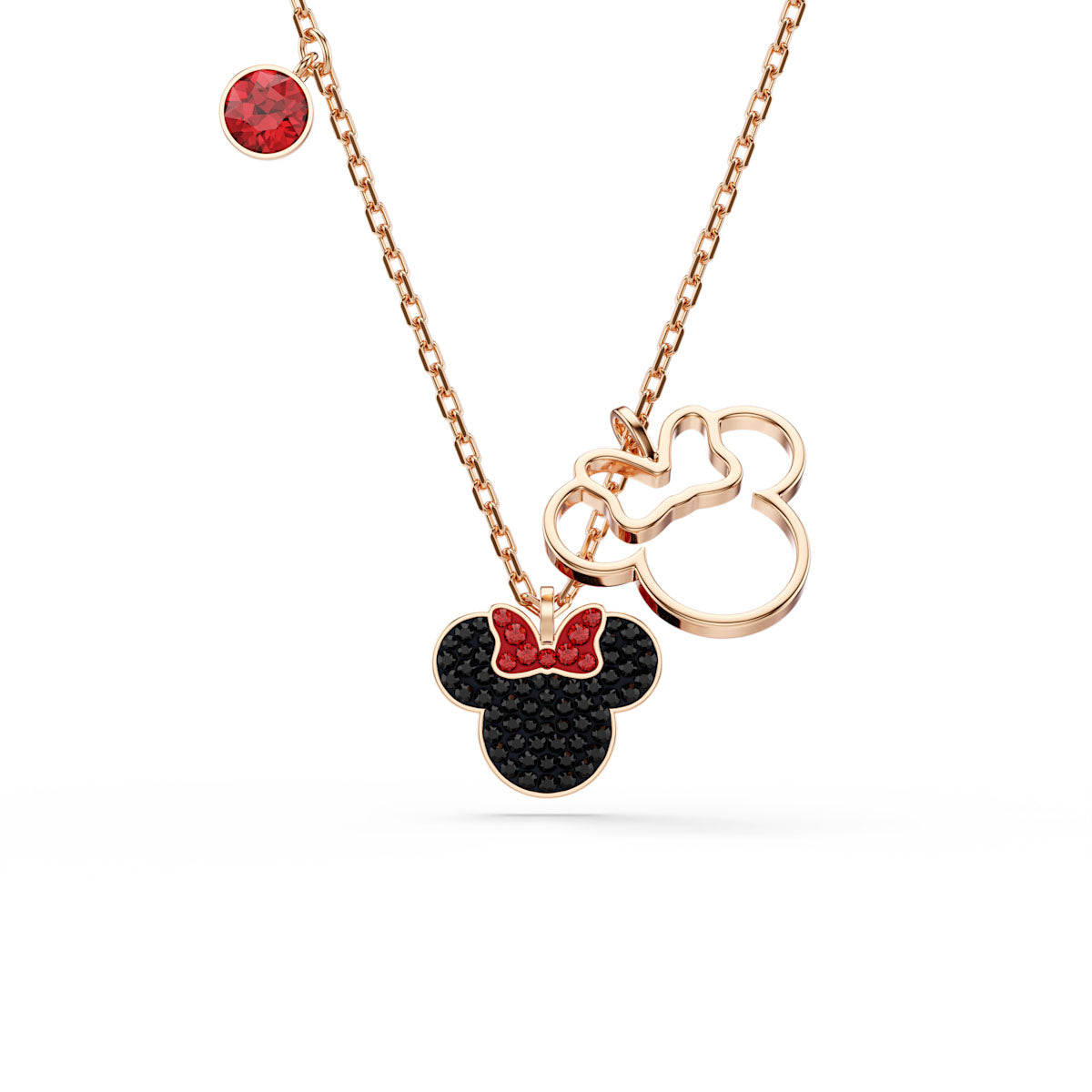 Mickey & Minnie pendant, Multicolored, Rose gold-tone plated