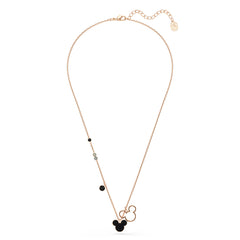 Mickey & Minnie pendant, Black, Rose gold-tone plated