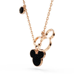 Mickey & Minnie pendant, Black, Rose gold-tone plated