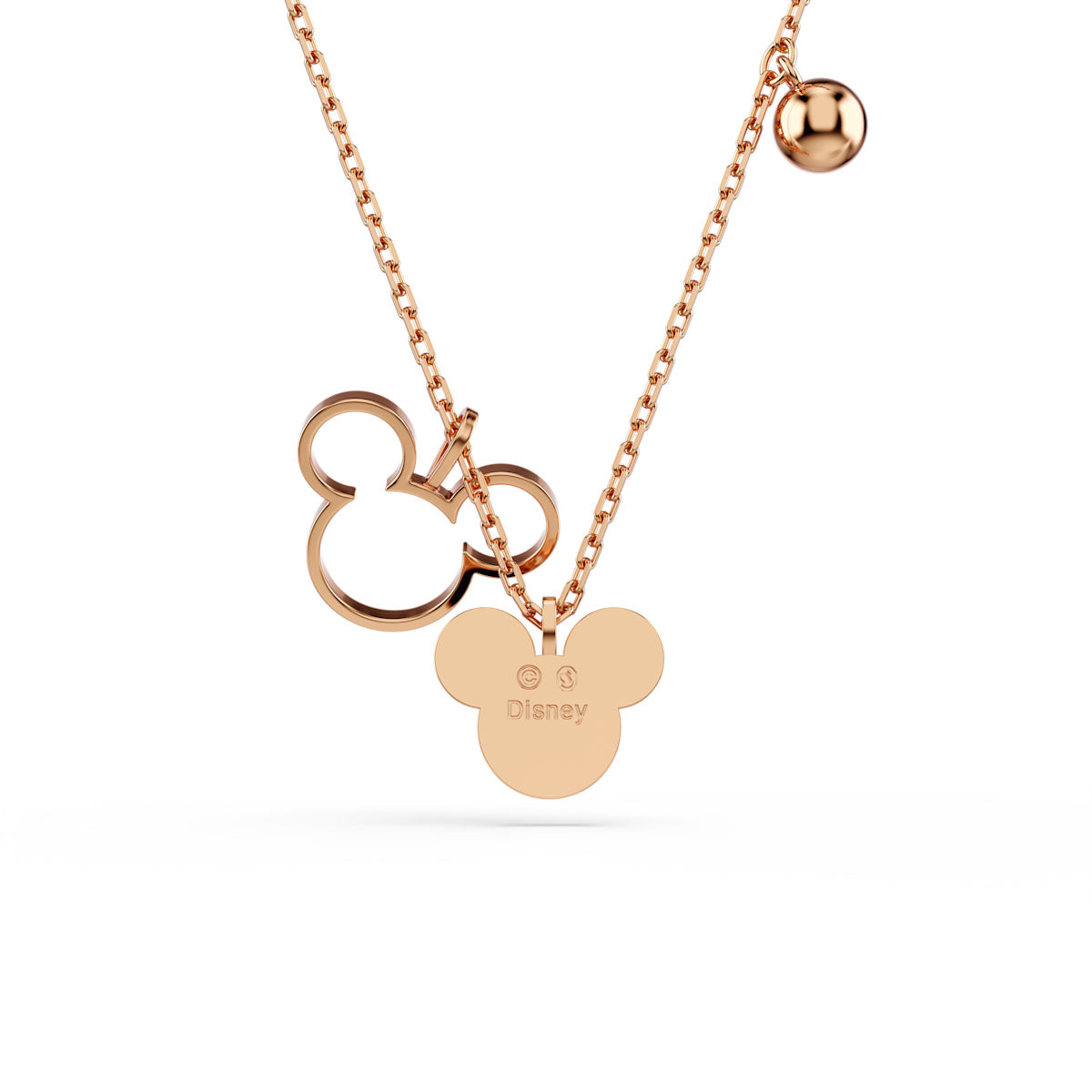 Mickey & Minnie pendant, Black, Rose gold-tone plated