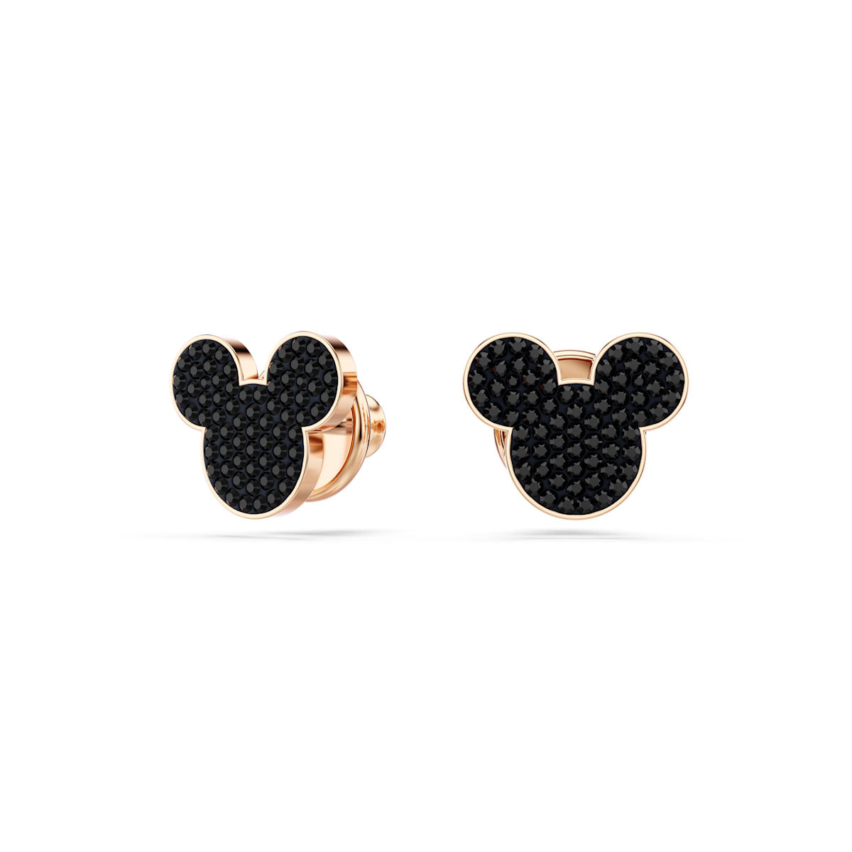 Mickey & Minnie stud earrings, Black, Rose gold-tone plated