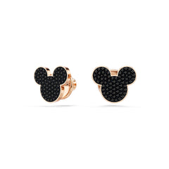 Mickey & Minnie stud earrings, Black, Rose gold-tone plated