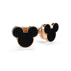 Mickey & Minnie stud earrings, Black, Rose gold-tone plated