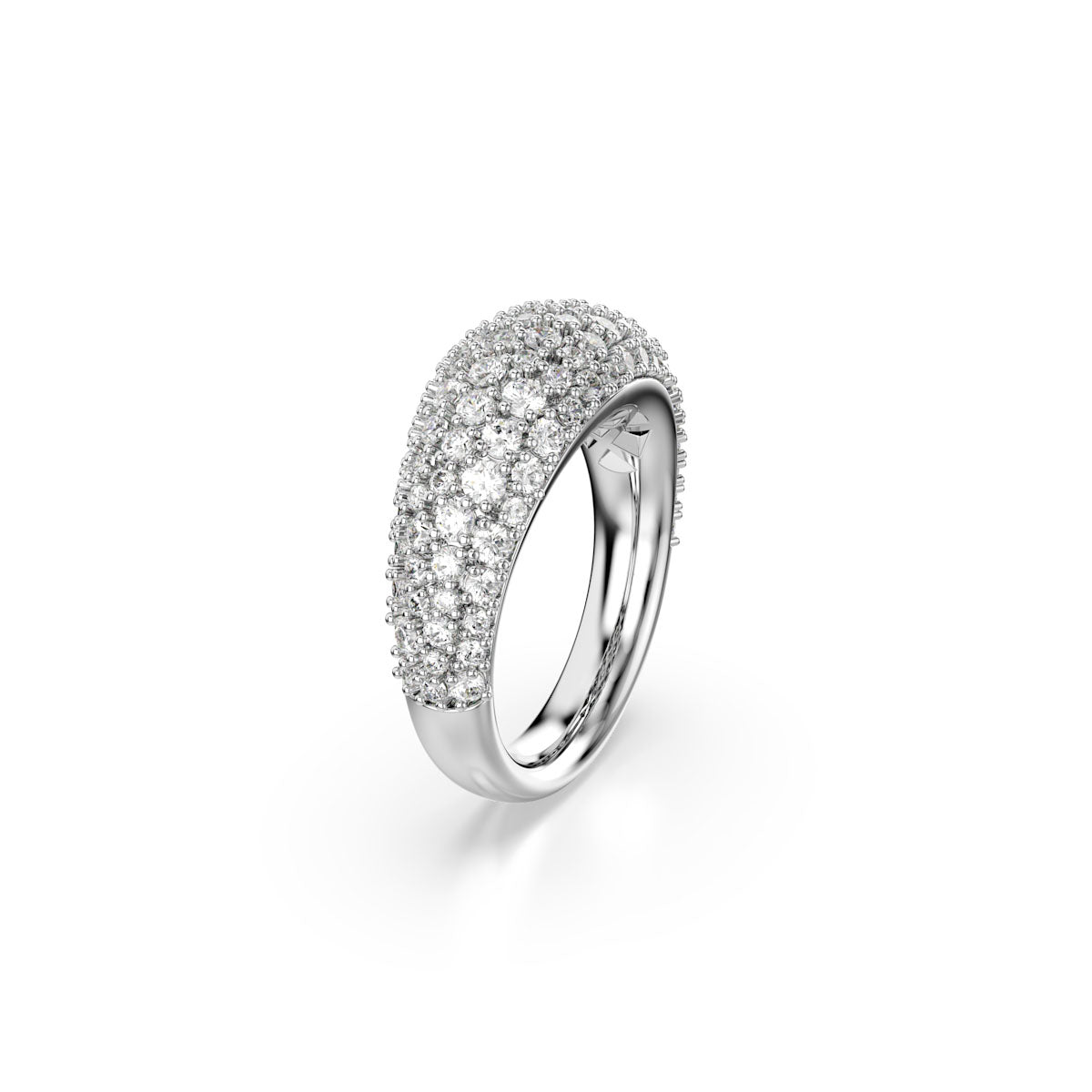 Sublima ring, White, Rhodium plated