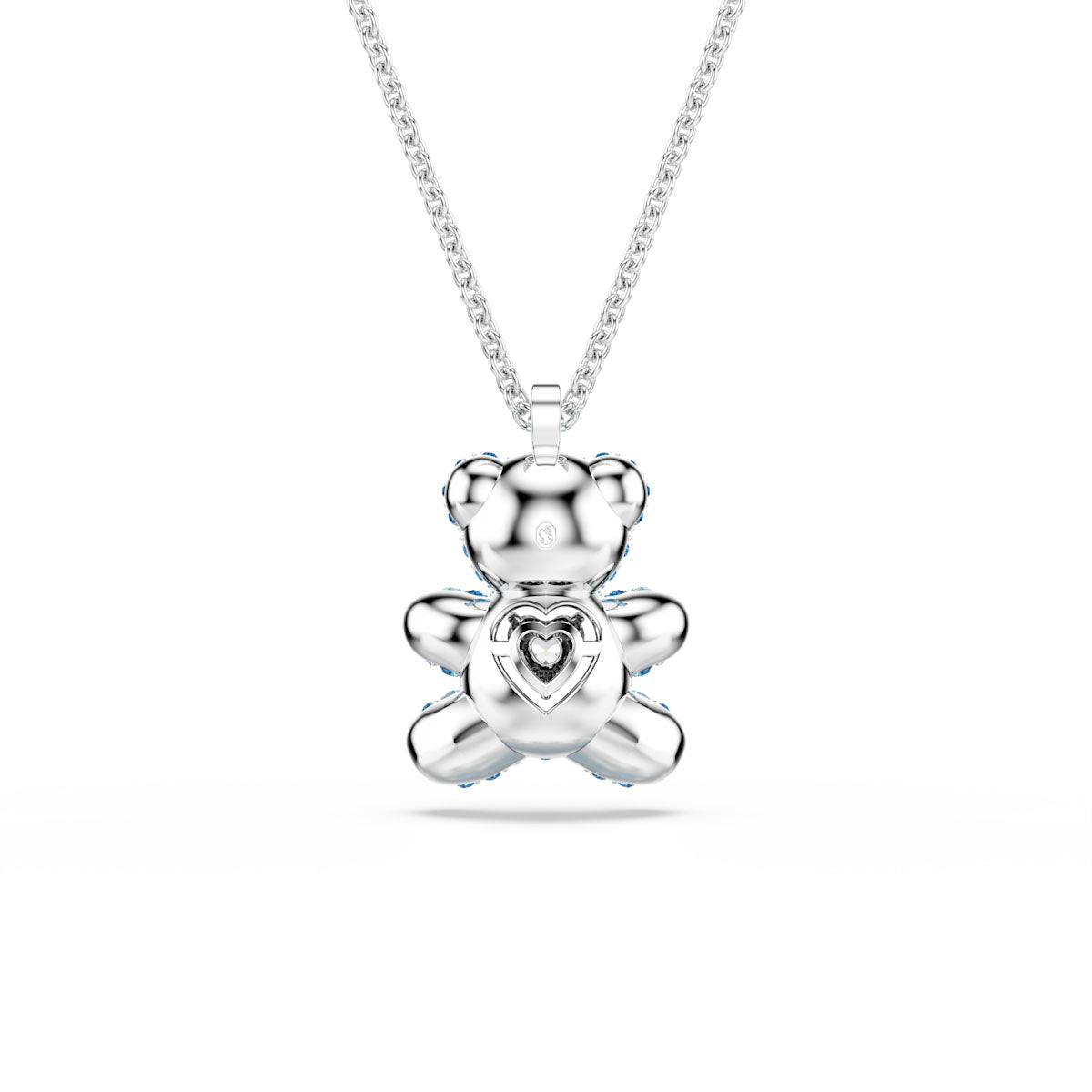 Teddy pendant, Bear, Blue, Rhodium plated
