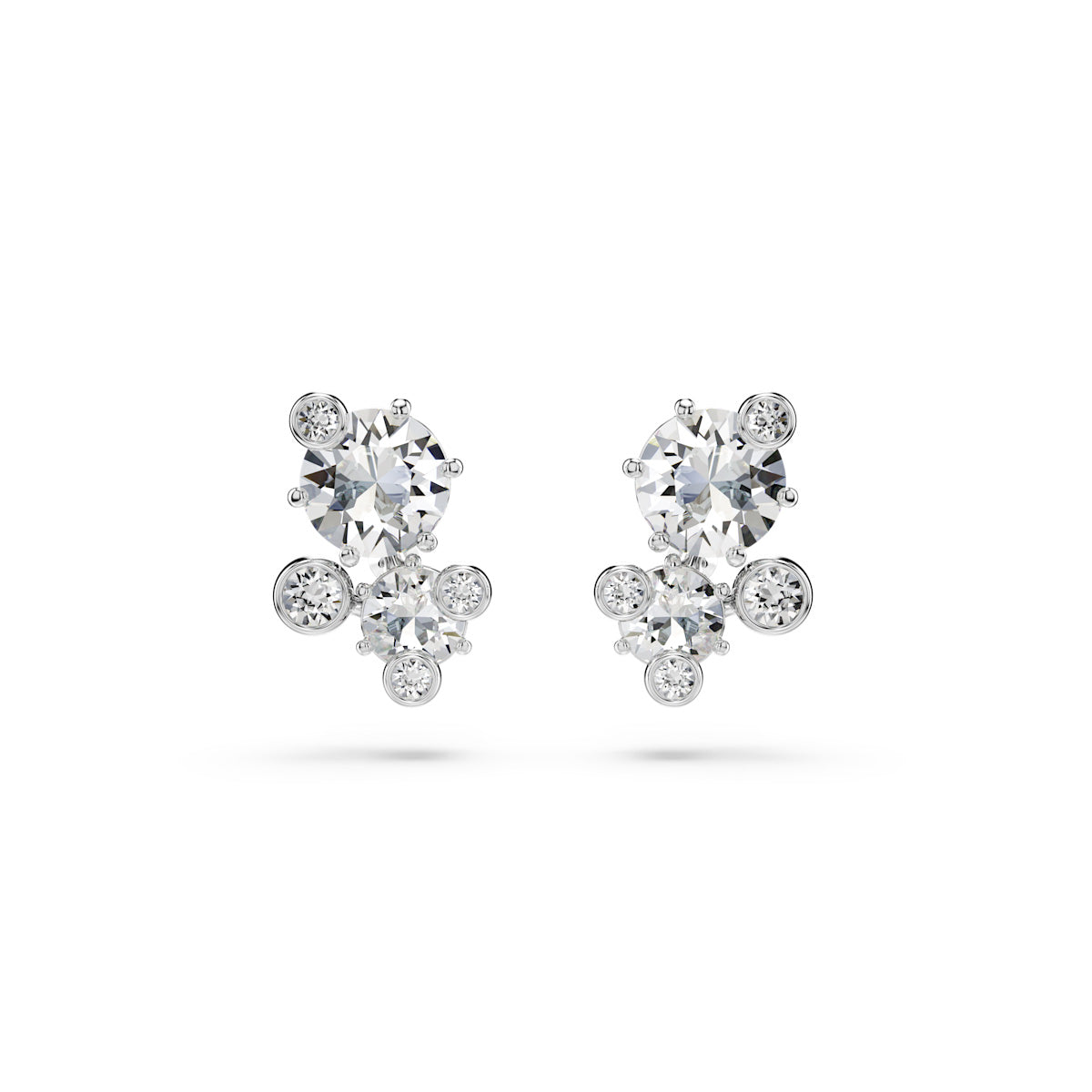 Constella set, Mixed cuts, White, Rhodium plated