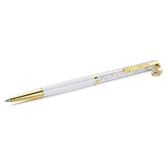 Crystalline ballpoint pen Horse shoe, White, White lacquered, Gold-tone plated