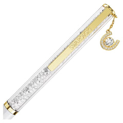 Crystalline ballpoint pen Horse shoe, White, White lacquered, Gold-tone plated