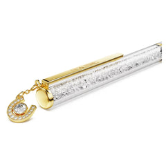Crystalline ballpoint pen Horse shoe, White, White lacquered, Gold-tone plated