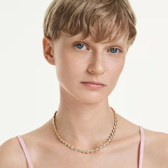 Una Angelic necklace Round cut, Caramel, Gold-tone plated