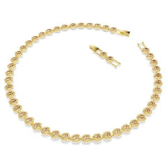 Una Angelic necklace Round cut, Caramel, Gold-tone plated