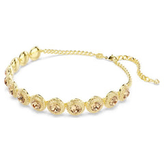 Una Angelic choker Round cut, Caramel, Gold-tone plated