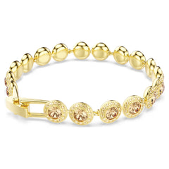 Una Angelic bracelet Round cut, Caramel, Gold-tone plated