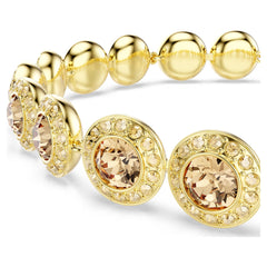 Una Angelic bracelet Round cut, Caramel, Gold-tone plated