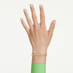 Una Angelic bracelet Round cut, Caramel, Gold-tone plated