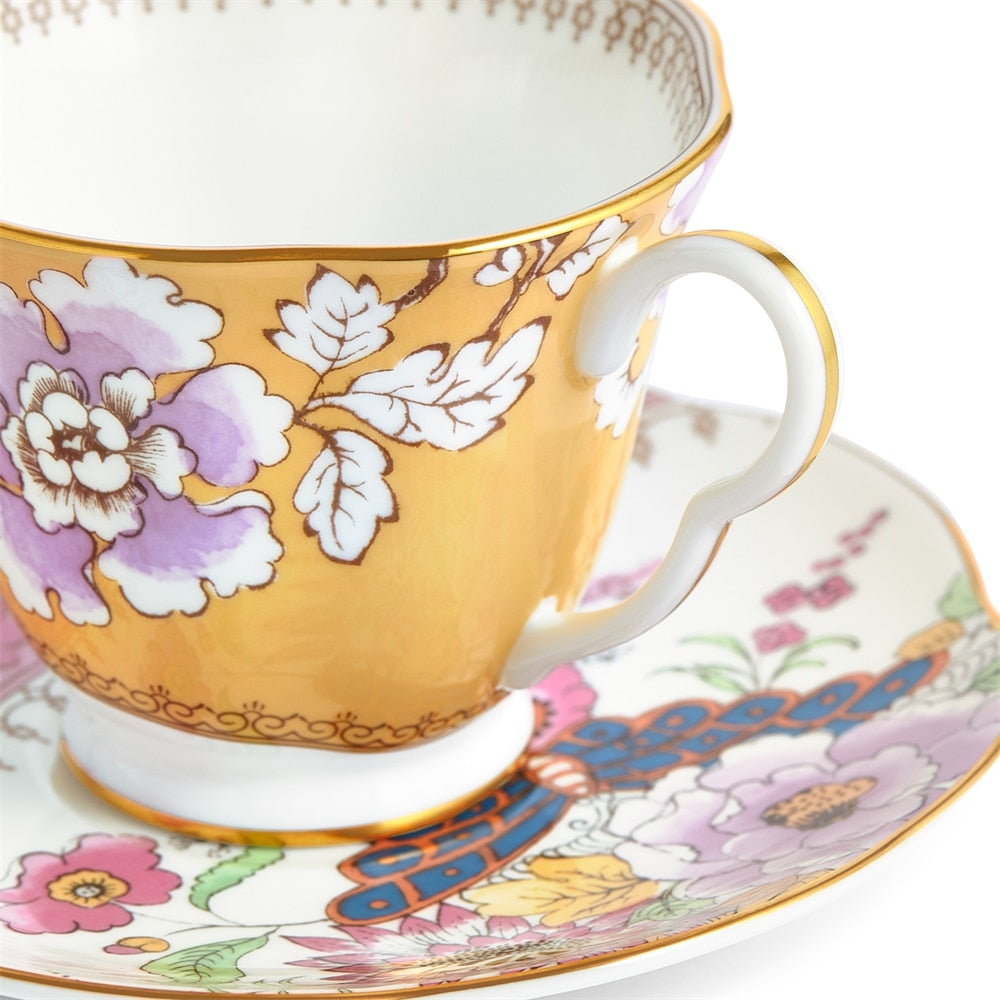 Butterfly Bloom Floral Bouquet Teacup & Saucer