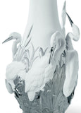 Herons' Realm Vase. Silver Lustre