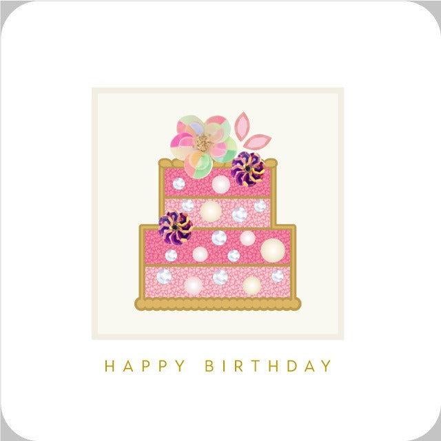 FSC Beaded Applique Cake Birthday Greeting Card