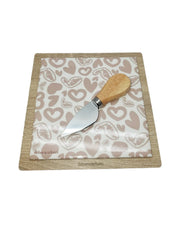 Debora Carlucci 7x7 Square Cheese Board Hearts Pattern