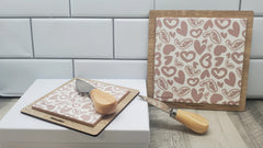 Debora Carlucci 7x7 Square Cheese Board Hearts Pattern
