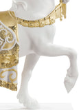 A Regal Steed Horse Sculpture. Golden Lustre