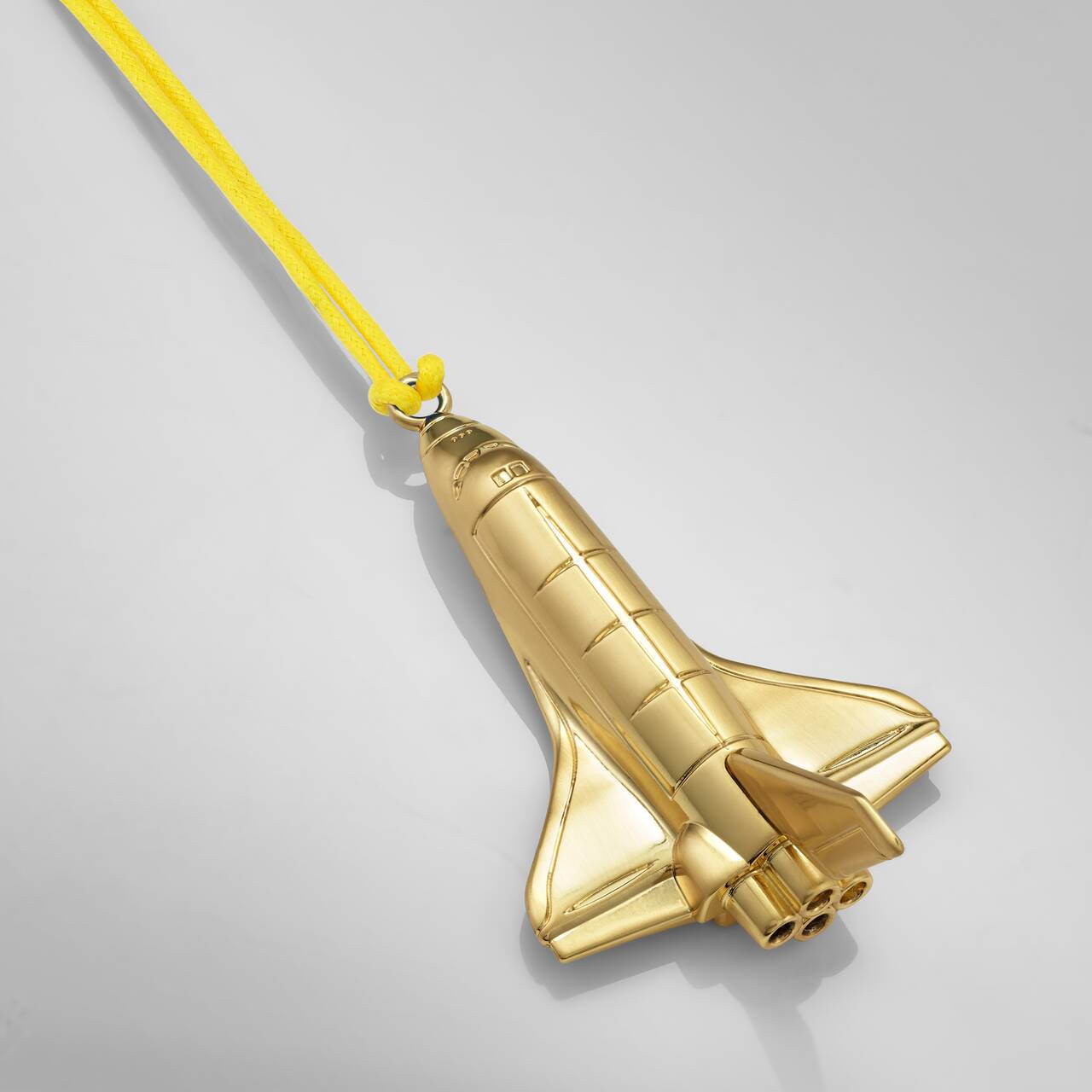 Christmas Rocketship Golden Ornament