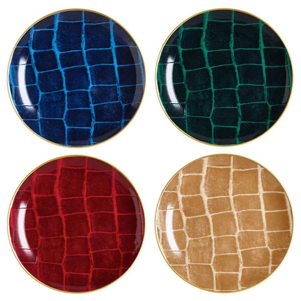 Alligator Multi Color Canapé Plate, Assorted colors, Set of 4