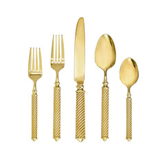 Torsade Gold 18/10 Stainless Steel 45 Piece Flatware Set