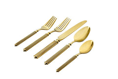 Torsade Gold 18/10 Stainless Steel 45 Piece Flatware Set