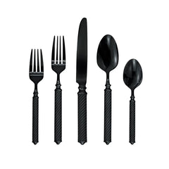 Torsade Black 18/10 Stainless Steel 45 Piece Flatware Set