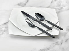 Torsade Black 18/10 Stainless Steel 45 Piece Flatware Set