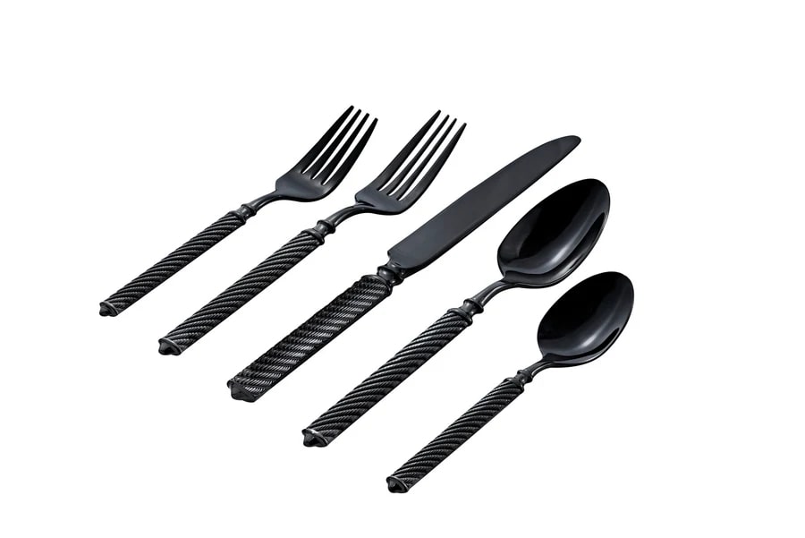 Torsade Black 18/10 Stainless Steel 45 Piece Flatware Set