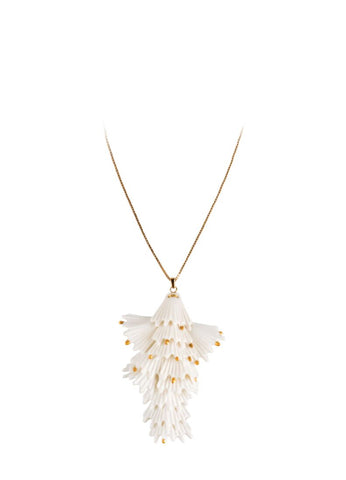 Actinia Long Pendant . White And Golden Luster