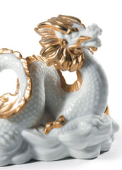 The Dragon Sculpture, Golden Luster & White