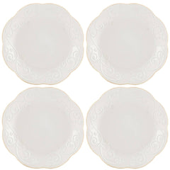 French Perle White™ 4-Piece Dessert Plate Set