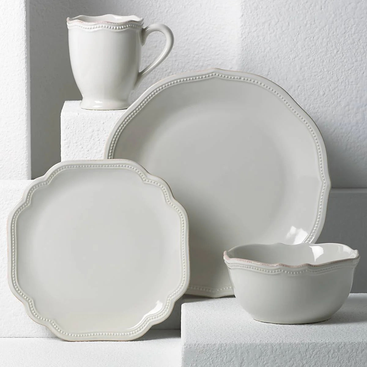 French Perle Bead White™ 4-Piece Place Setting